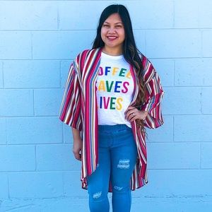 Sweet Claire Multicolor Striped Kimono